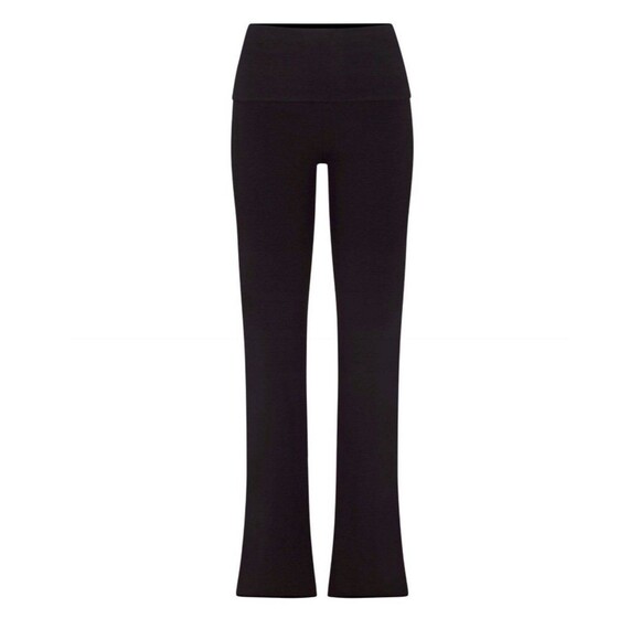 Skims Cotton Jersey Fold Over Pants Black size XS
